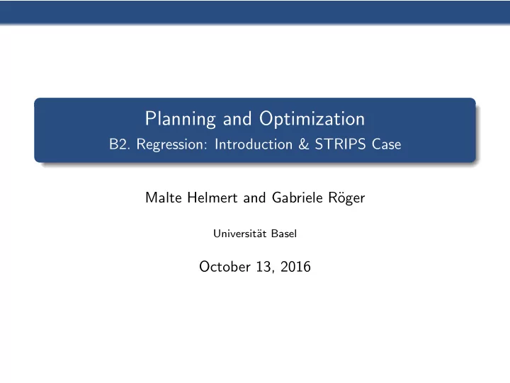 planning and optimization