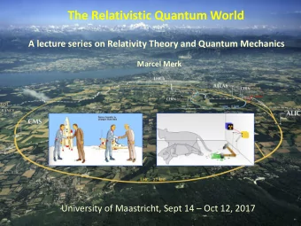 The Relativistic Quantum World  A lecture series on Relativity Theory and Quantum Mechanics  Marcel