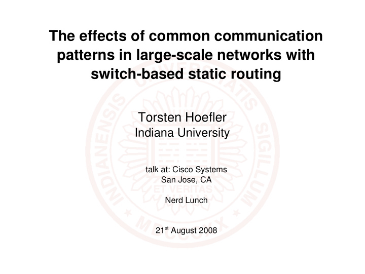 the effects of common communication patterns in large