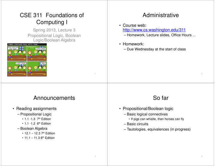 cse 311 foundations of administrative computing i