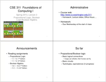 CSE 311  Foundations of  Administrative  Computing I   Course web: