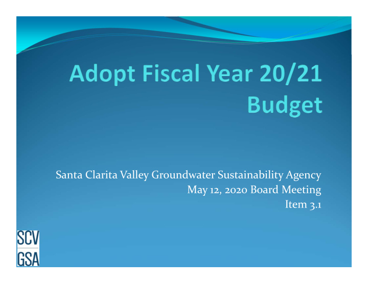 santa clarita valley groundwater sustainability agency