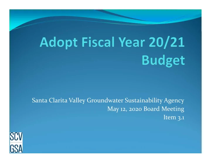 santa clarita valley groundwater sustainability agency
