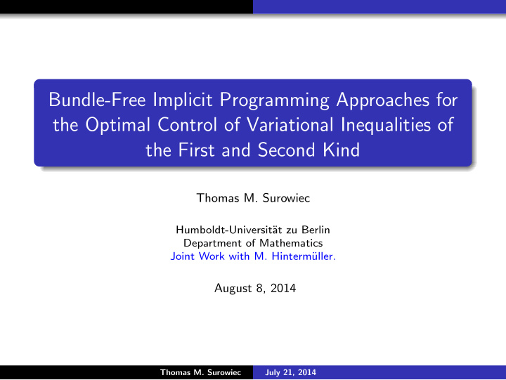 bundle free implicit programming approaches for the