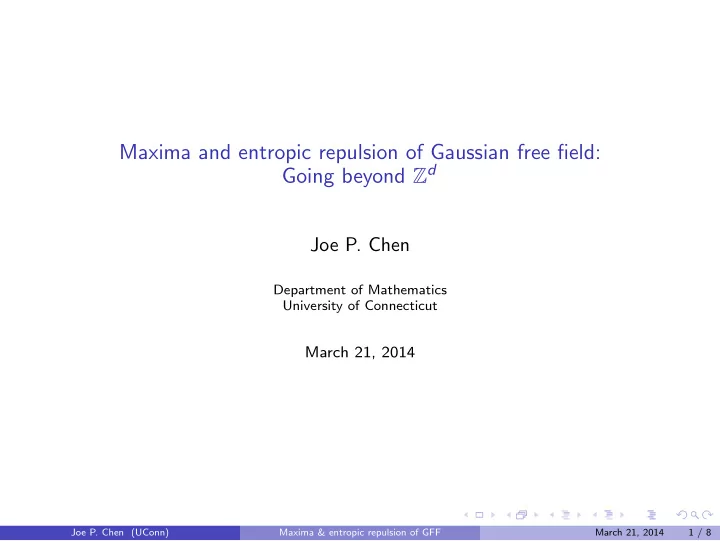 maxima and entropic repulsion of gaussian free field