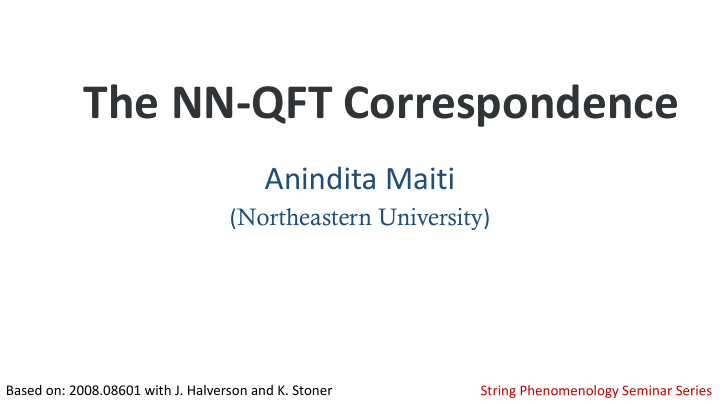 the nn qft correspondence