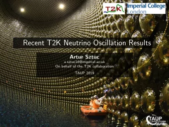 Recent T2K Neutrino Oscillation Results  Artur Sztuc  a.sztuc16@imperial.ac.uk  On behalf of the