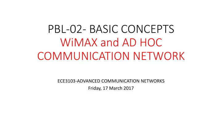 wimax and ad hoc