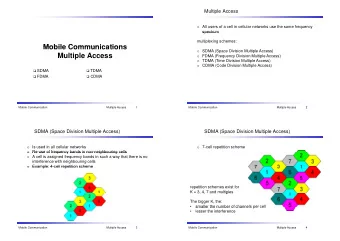 Mobile Communications  Mobile Communications o SDMA (Space Division Multiple Access)  Multiple
