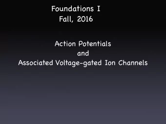Foundations I  Fall, 2016 Action Potentials and  Associated Voltage-gated Ion Channels  The