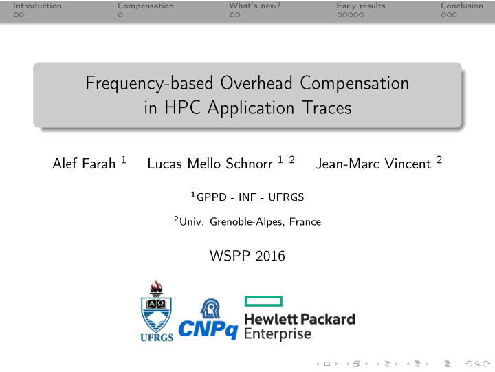 frequency based overhead compensation in hpc application