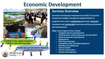 Economic Development  Services Overview  Economic Development implements the BOCCs Economic