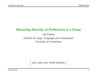 Measuring Diversity of Preferences in a Group  Ulle Endriss  Institute for Logic, Language and