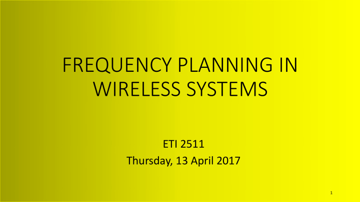 frequency planning in