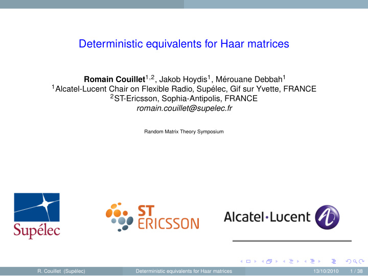 deterministic equivalents for haar matrices