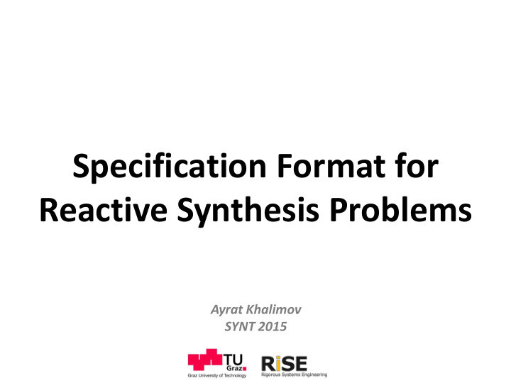 reactive synthesis problems