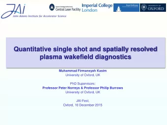 Quantitative single shot and spatially resolved  plasma wakefield diagnostics  Muhammad Firmansyah