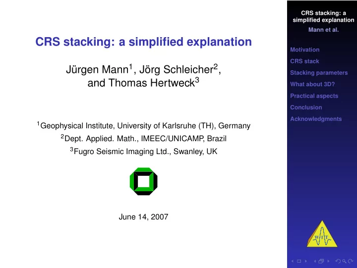 crs stacking a simplified explanation