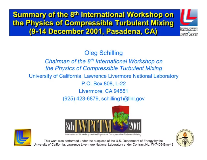 summary of the 8 th international workshop on summary of
