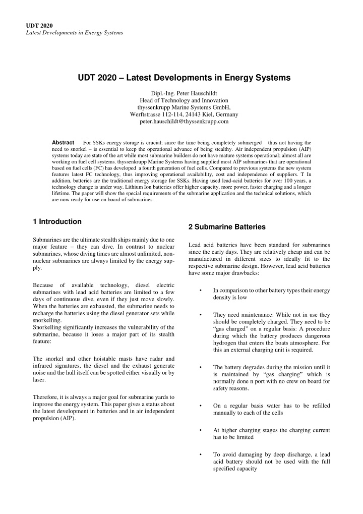 udt 2020 latest developments in energy systems