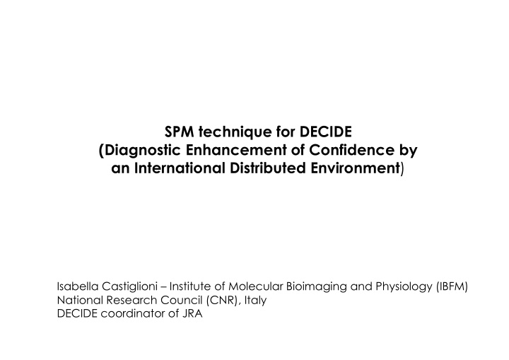 an international distributed environment isabella