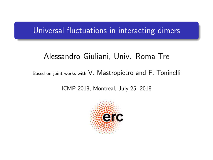universal fluctuations in interacting dimers alessandro