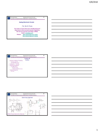 4/8/2018  [1]  PE  Prof. Mor M. Peretz  Analog Electronic Circuits 361-1-3671  M  I  C T HE C ENTER