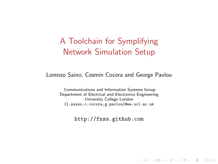 a toolchain for symplifying network simulation setup