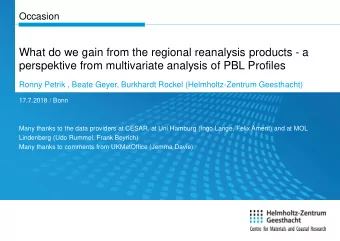 perspektive from multivariate analysis of PBL Profiles  Ronny Petrik , Beate Geyer, Burkhardt