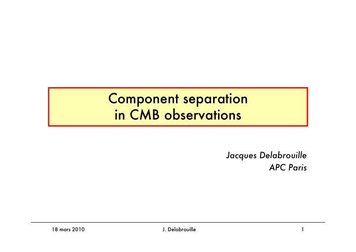 component separation in cmb observations