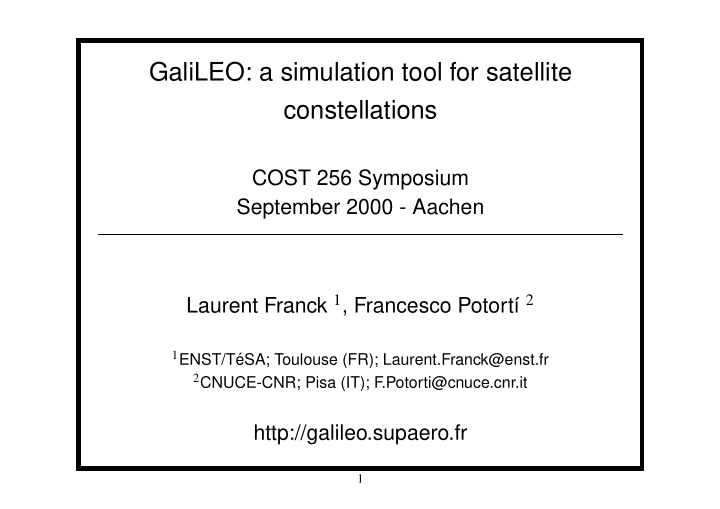 galileo a simulation tool for satellite constellations