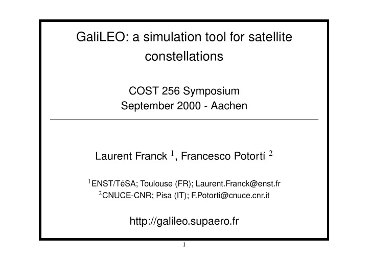 galileo a simulation tool for satellite constellations