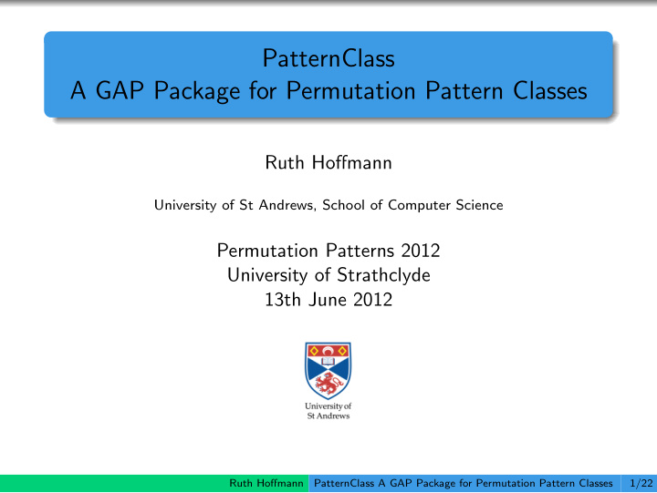 patternclass a gap package for permutation pattern classes