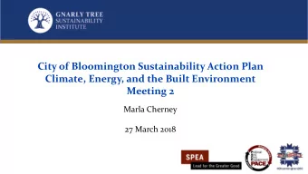 City of Bloomington Sustainability Action Plan   Climate, Energy, and the Built