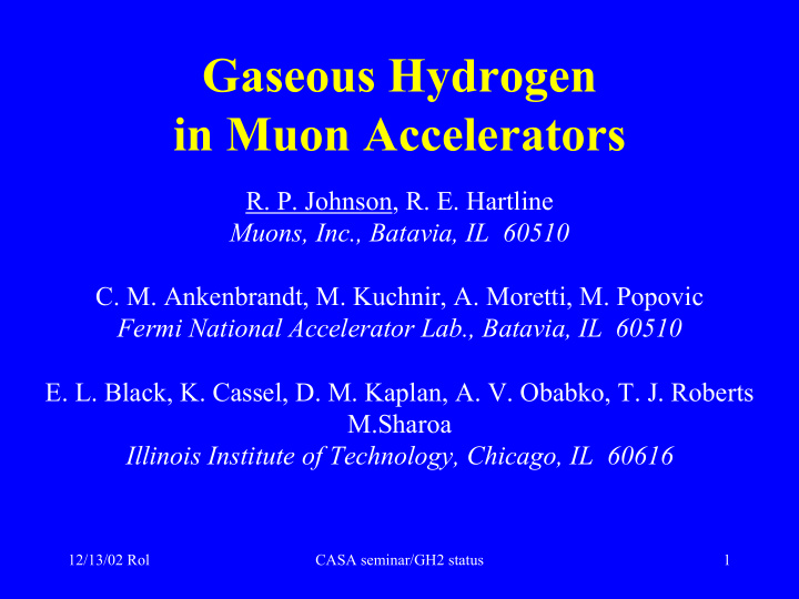 gaseous hydrogen in muon accelerators