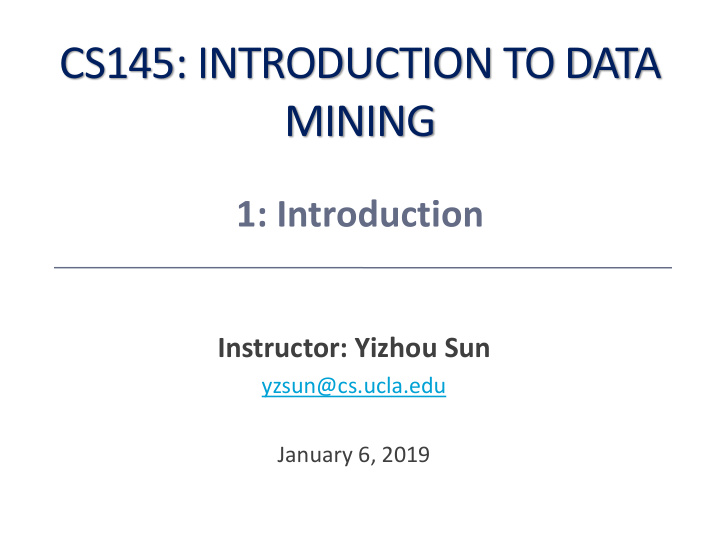 cs145 introduction to data mining
