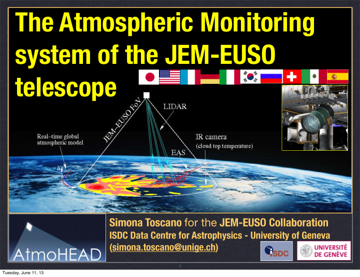 the atmospheric monitoring system of the jem euso