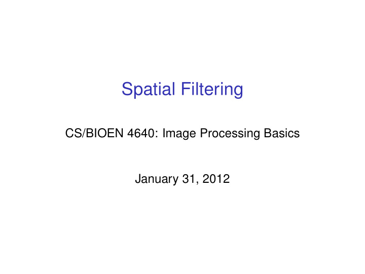 spatial filtering