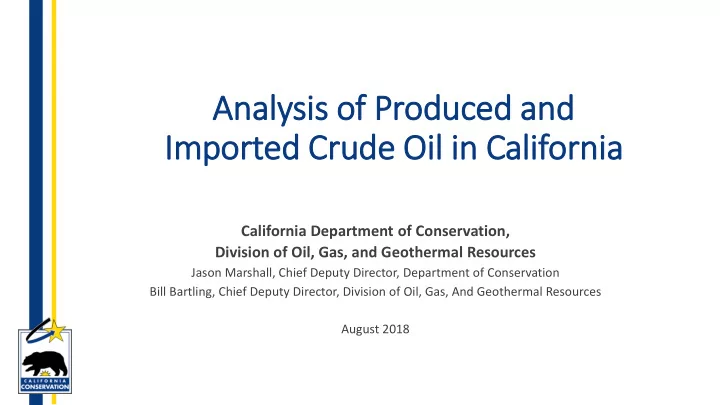 analysis o of produced a and imported crude o oil in