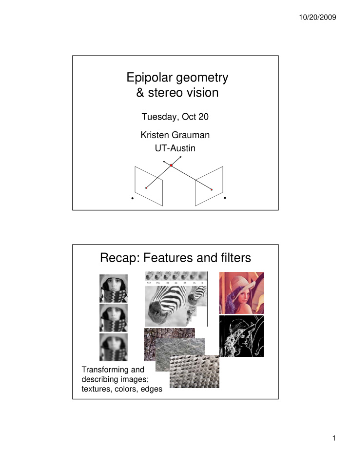 epipolar geometry stereo vision