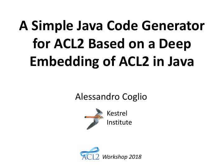 a simple java code generator for acl2 based on a deep
