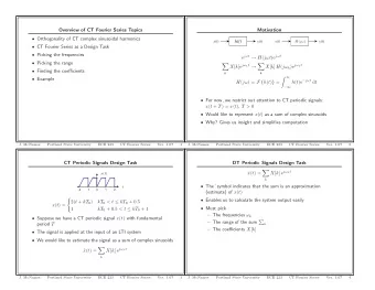 h ( t ) x ( t ) y ( t ) x ( t ) y ( t ) H ( j )  CT Fourier Series as a Design Task