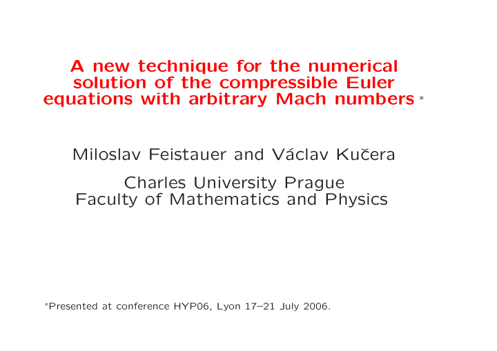 a new technique for the numerical solution of the