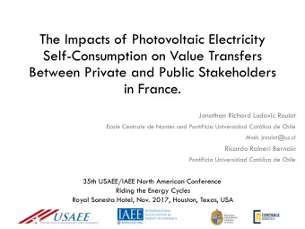 The Impacts of Photovoltaic Electricity  Self-Consumption on Value Transfers  Between Private and