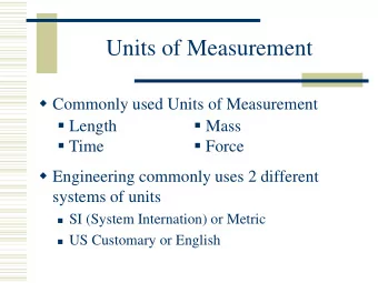 Units of Measurement  Commonly used Units of Measurement  Length  Mass  Time  Force