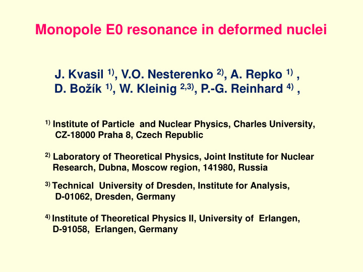 1 institute of particle and nuclear physics charles