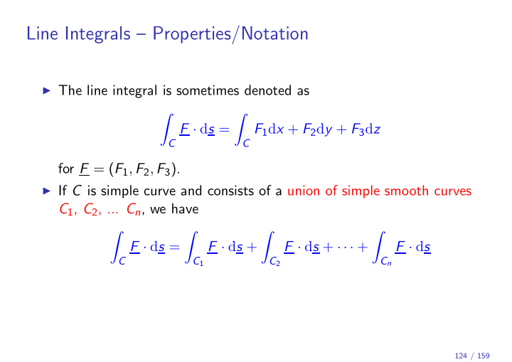 line integrals properties notation