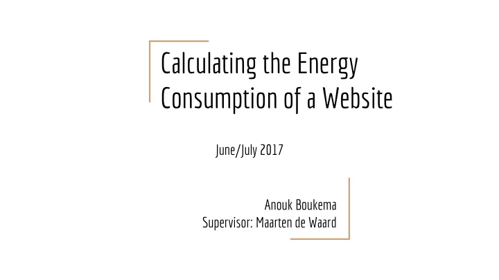 calculating the energy consumption of a website