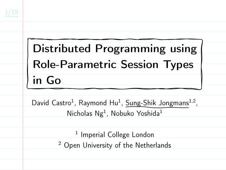 distributed programming using role parametric session