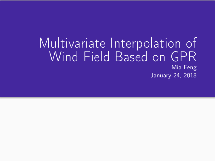 multivariate interpolation of wind field based on gpr
